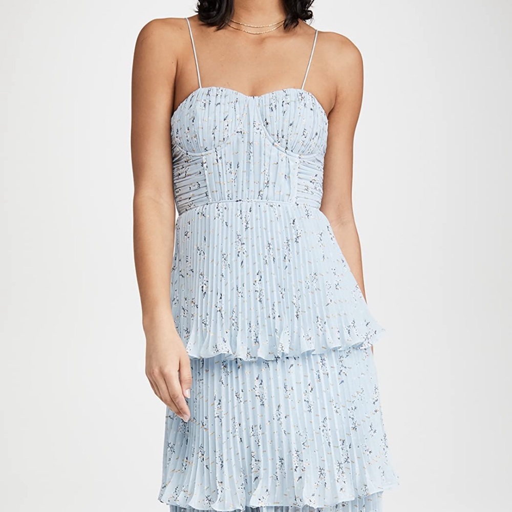 Self Portrait Metallic Floral Tiered midi dress